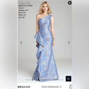 Size 10 Teri Jon gown, blue, NWT